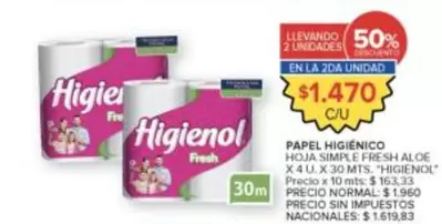 Higienol - PAPEL HIGI
ENICO HOJA SIMPLE FRESH ALOE