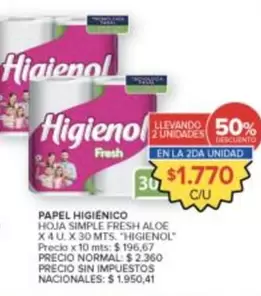 Higienol - HOJA SIMPLE FRESH ALOE