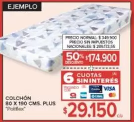 X$ - COLCHÓN 80 X 190 CMS. PLUS