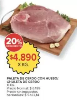 X$ - PALETA DE CERDO CON HUESO/ CHULETA DE CERDO