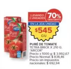 Arcor - PURE DE TOMATE TETRA BRICK