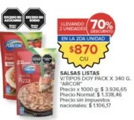 Arcor - SALSAS LISTAS V/TIPOS DOY PACK
