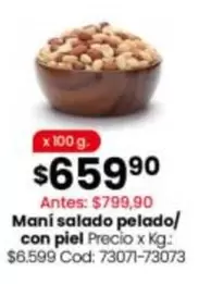 X$ - Maní salado pelado/ con piel