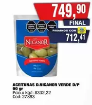 ACEITUNAS D.NICANOR VERDE D/P