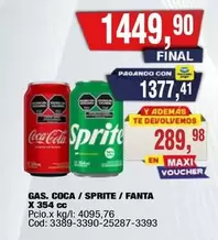 Coca cola - GAS. COCA / SPRITE / FANTA X 354 cc