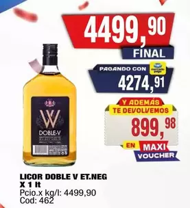 Doble V - LICOR DOBLE V ET.NEG