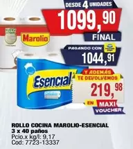 Marolio - ROLLO COCINA MAROLIO-ESENCAL 3 x 40 paños