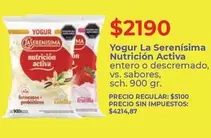 La Serenísima - Yogur Nutrición Activa entero o descremado, vs. sabores