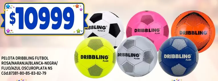 Flash - PELOTA DRIBLING FUTBOL ROSA/NARANJA/BLANCA-NEGRA/FLUQ/AZUL OSCUROPLATA NS Cód.87381-80-85-83-82-79