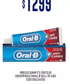 Oral-B - DENTIFRICO ORAL B 123 x 70 GRS