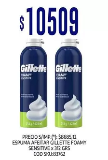 Gillette - ESPUMA AFEITAR SENSITIVE x 312 GRS COD SKU:83762