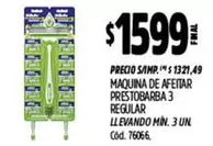 Prestobarba - MAQUINA DE AFEITAR PRESTOBARBA 3 REGULAR Cód. 76066