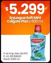 Colgate - Enjuague Soft Mint Plax