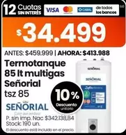 Señorial - Termotanque 85 lt multigas tsz 85