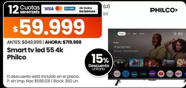 Philco - Smart tv led 55 4k