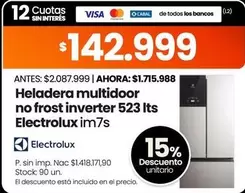 Electrolux - Heladera multidor no frost inverter 523 Its