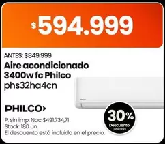 Philco - Aire acondicionado 3400w fc phs32ha4cn