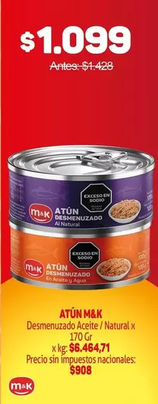 M&K - ATÚN Desmenuzado Aceite / Natural