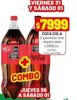 Coca cola - 2 gaseosas cola regular/zero