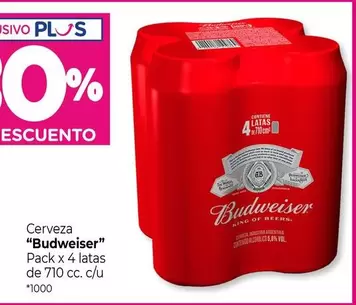 Budweiser - Cerveza Pack x 4 latas