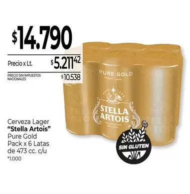 Stella Artois - Cerveza Lager Pure Gold