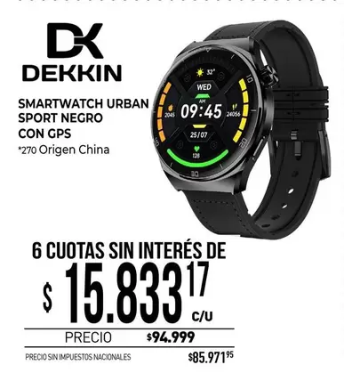 Negro - SMARTWATCH URBAN SPORT NEGRO CON GPS