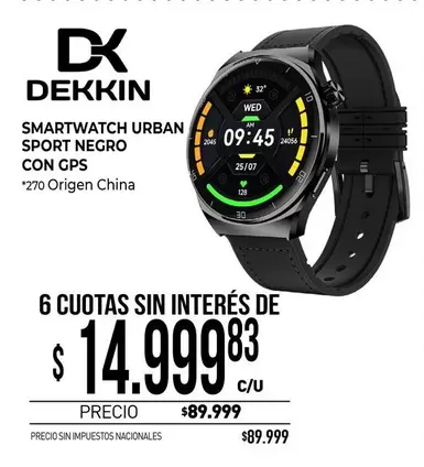 Negro - SMARTWATCH URBAN SPORT NEGRO CON GPS