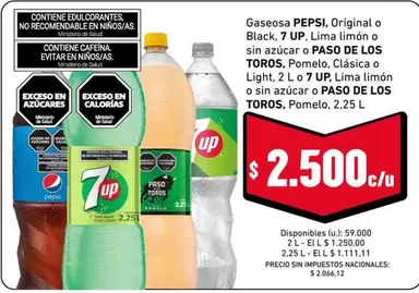 Pepsi - Gaseosa Original o Black, 7 UP, Lima Limón