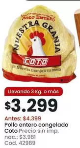 Coto - Pollo entero congelado