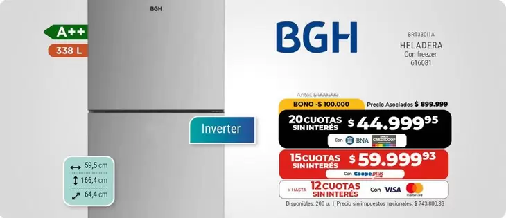 BGH - HELADERA Con Freezer