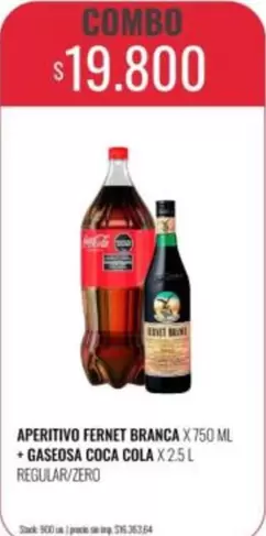 Coca cola - APERITIVO FERNET BRANCA + GASEOSA COCA COLA REGULAR/ZERO