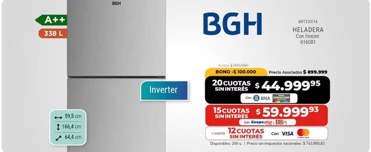 BGH - HELADERA Con Frio Seco 610001