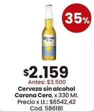 Corona - Cerveza sin alcohol Cero, x 330 Ml. Cod. 586181
