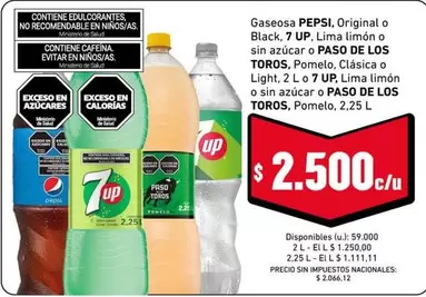Pepsi - Gaseosa Original o Black, Lima Limón o Pomelo