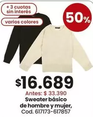 Sweater básico de hombre y mujer, Cod. 617173-617857