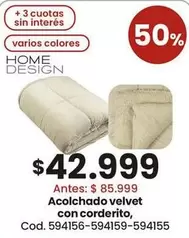 Velvet - Acolchado velvet con corderito, Cod. 594156-594159-594155