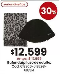 Bufanda/piluso de adulto, Cod. 618306-618298-618314