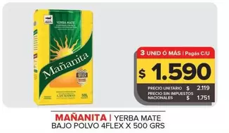 Mañanita - Yerba Mate Bajo Polvo 4Flex