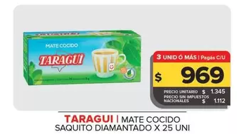 Taraguí - Mate Cocido Saquito Diamantado