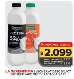 La Serenísima - Leche Uat Desc S/Lact Protein/ Parc Desc O Lactosa