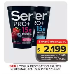 Ser - Yogur Desc Batido Frutos Rojos/Natural Ser Pro+
