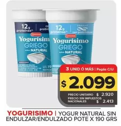 Yogurísimo - Yogur Natural Sin Endulzar/Endulzado
