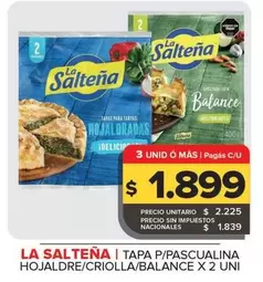 La Salteña - Tapa P/Pascualina Hojaldre/Criolla/Balance