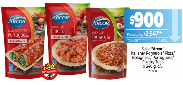 Arcor - Salsa Italiana/ Pomarola/ Pizza/ Bolognesa/ Portuguesa/ Filetto/ Tuco