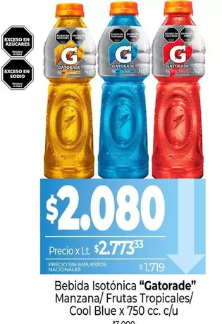 Gatorade - Bebida Isotónica Manzana/ Frutas Tropicales/ Cool Blue