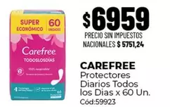 Carefree - Protectores Diarios Todos los Dias x 60 Un. Cód:59923