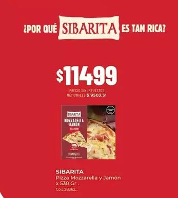Sibarita - Pizza Mozzarella y Jamón