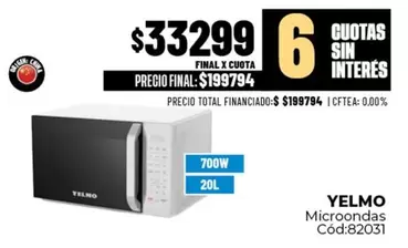 Yelmo - Microondas Cód:82031