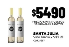 Santa Julia - Vino Tardío x 500 Ml. Cód:27957