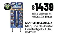 Prestobarba - PRESTOBARBA 3 Máquina de Afeitar Comfortgel x 1 Un. Cód:7632